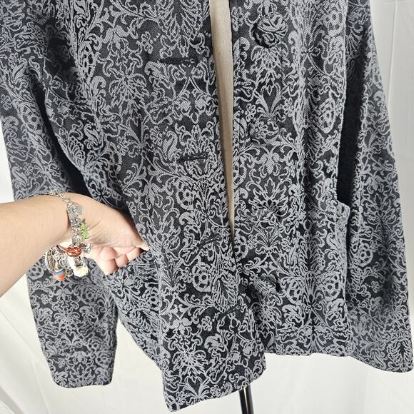 Croft & Barrow Jacket Women XL Black Gray Jacquard Button Front Pockets Casual - Picture 3 of 8